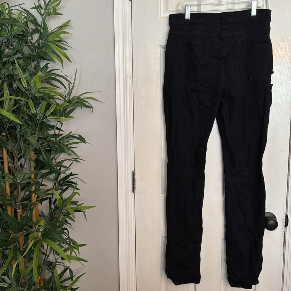 Black studded rocker distressed denim skinny jeans XL - Picture 5 of 13